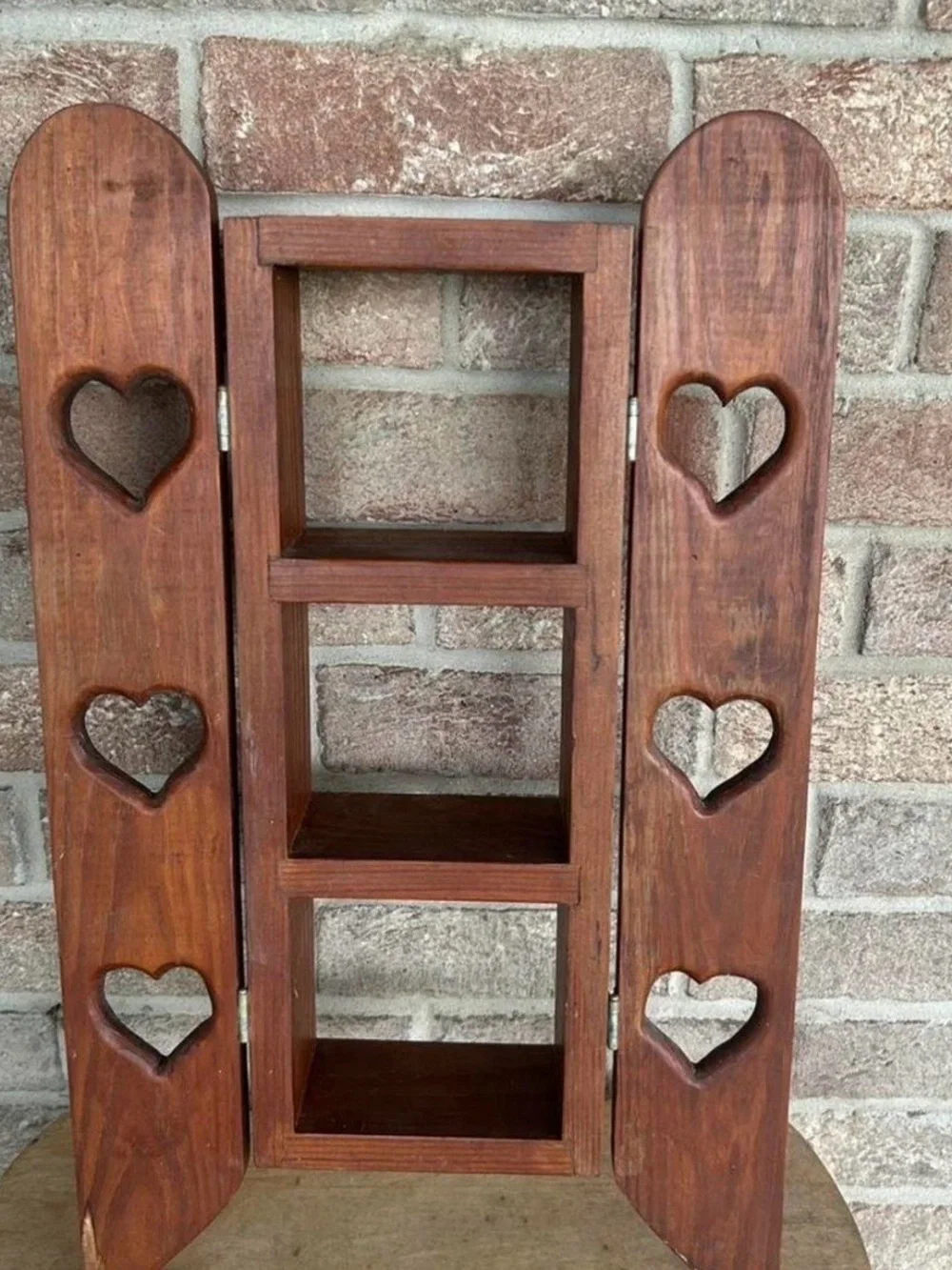 Vintage Handcrafted Wooden Heart Wall Decor - Brown